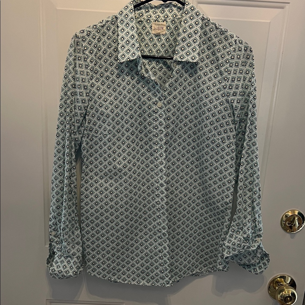J. Crew Geometric Print Shirt - Green and Purple